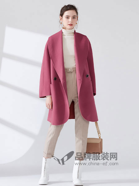 女衣号女装品牌2018冬季羊毛大衣纯羊毛中长款外套女风衣红色