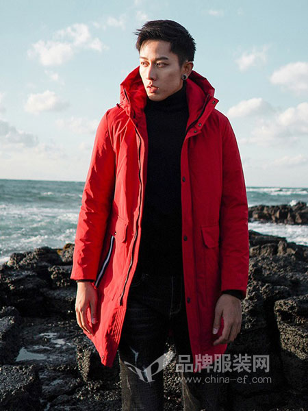 杰尼威尼男装品牌2018秋冬新款帅气红色外套潮