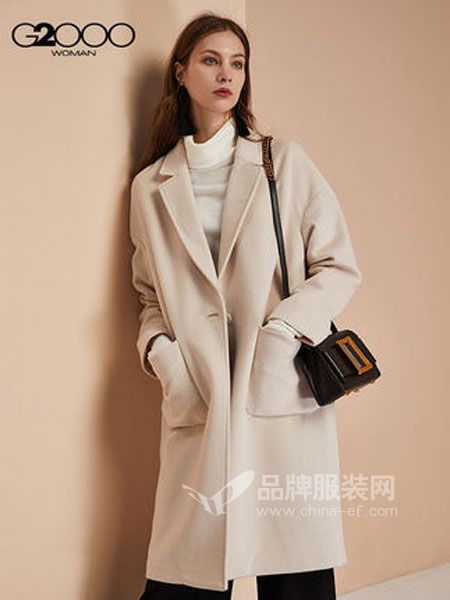 縱橫二千女装品牌2018秋冬简约气质通勤毛呢外套