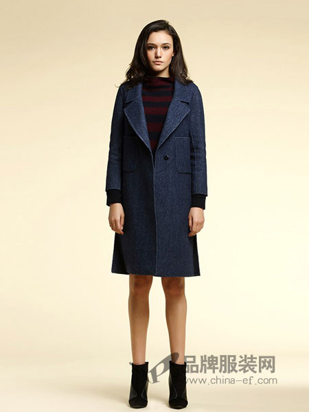 亨奴HONO女装品牌2018冬季韩版淑女纯色中长款外套
