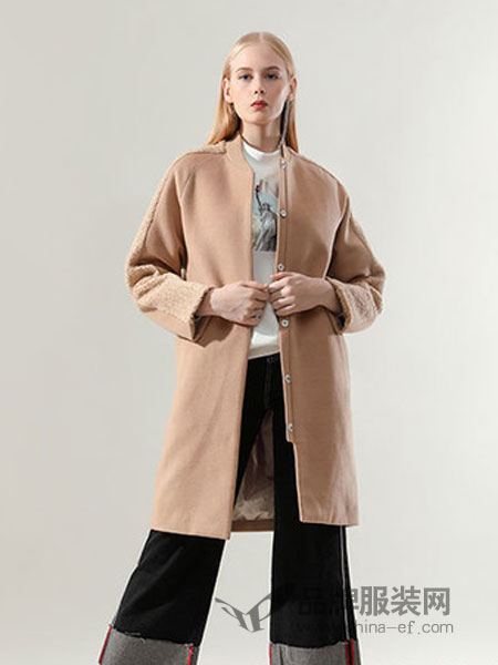 丹比奴女装品牌2019春季简约通勤气质中长款大衣外套