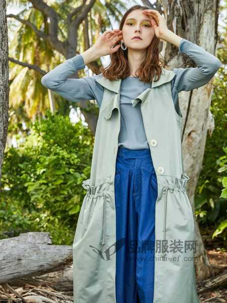 芙纯FULLPURE女装品牌2019春夏收腰中长款薄款马甲外套