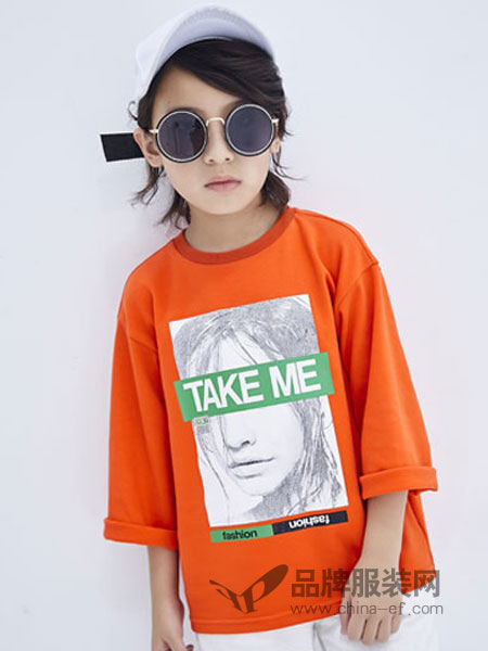 欧卡星童装品牌2019春季个性街头风英文图像t恤