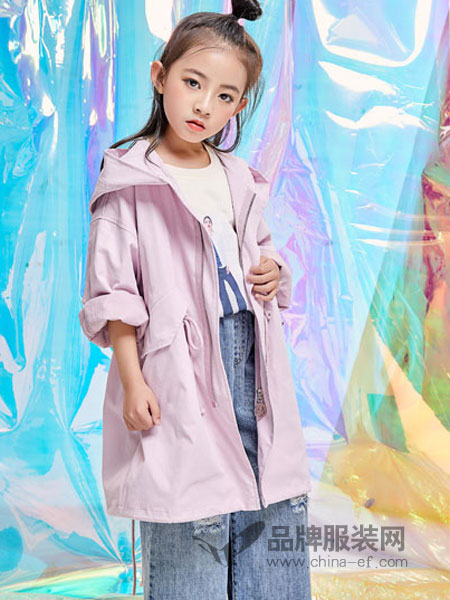 欧卡星童装品牌2019春季新款女童收腰风衣中大童韩版上衣外套