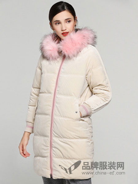 缇子TYZEE女装品牌2018冬季棉服女加厚中长款大毛领羽绒棉衣外套