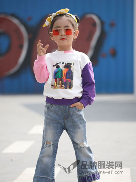 淘气贝贝/可趣可奇/艾米艾门童装品牌2019春季卫衣纯棉圆领中大童韩版儿童拼色T恤