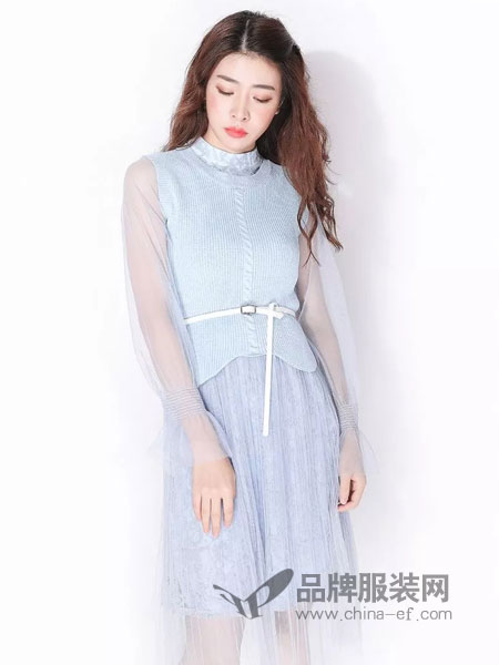 JOU SEO MOK女装品牌2019春季新款衬衫甜美学院风系带条纹中长款上衣