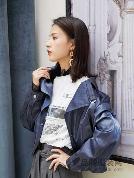 LEISURE女装品牌2019春季中长款韩版收腰百搭工装外套