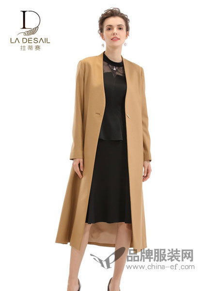 拉蒂赛LADESAIL女装品牌2019春季印花时尚百搭长款风衣女大衣显瘦外套