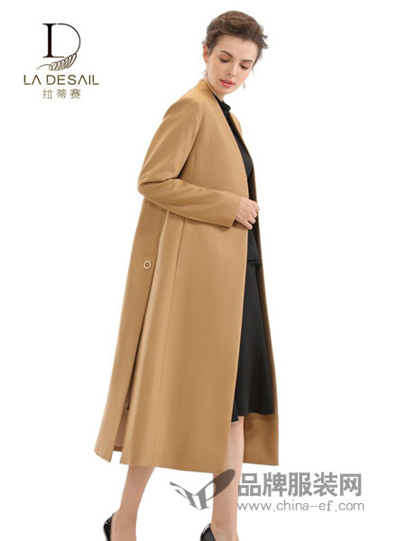 拉蒂赛LADESAIL女装品牌2019春季新款羊毛一粒扣长款大衣外套