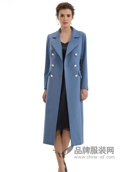 拉蒂赛LADESAIL女装品牌2019春季新款宽松开叉大衣中长款外套