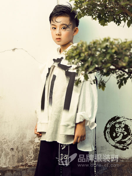 JOJO童装品牌2019春夏长袖中长款衬衫+字母针织披肩上衣