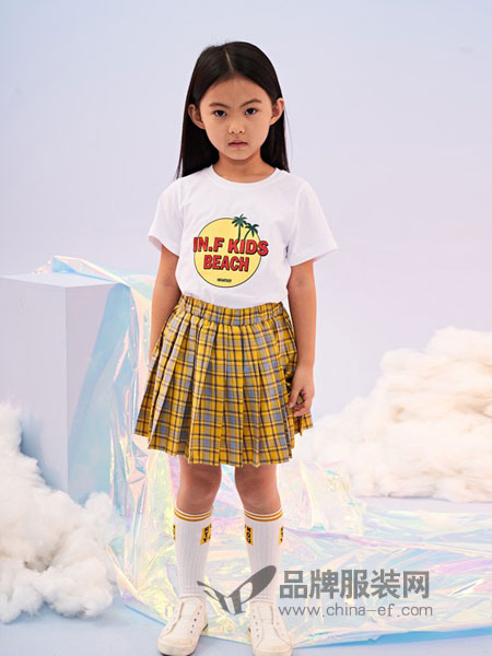 因否童装品牌2019春夏新款韩版字母椰树图案短袖宽松T恤