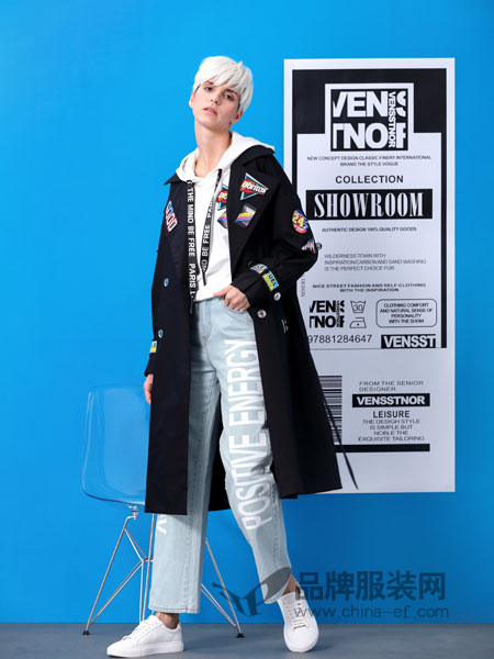 维斯提诺女装品牌2019春季韩版中长款休闲宽松风衣外套