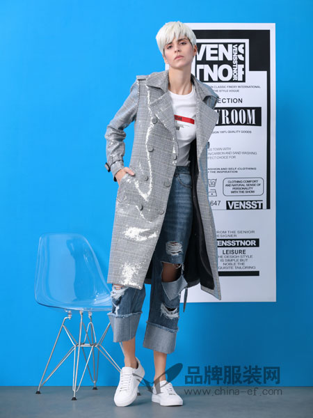维斯提诺女装品牌2019春季宽松韩版中长款风衣显瘦大码上衣
