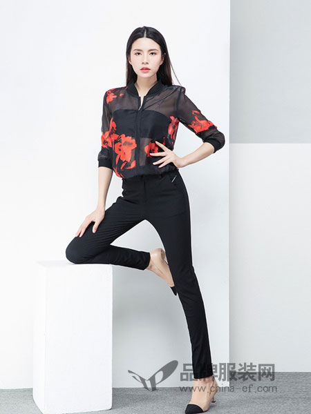 璟逸女装品牌2019春季夹克外套韩版潮流花纹上衣