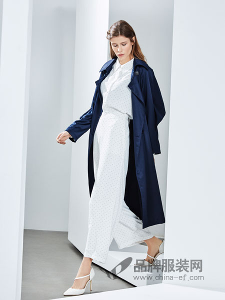 ECA女装品牌2019春季中长款过膝长袖显瘦韩版宽松外套简约薄款