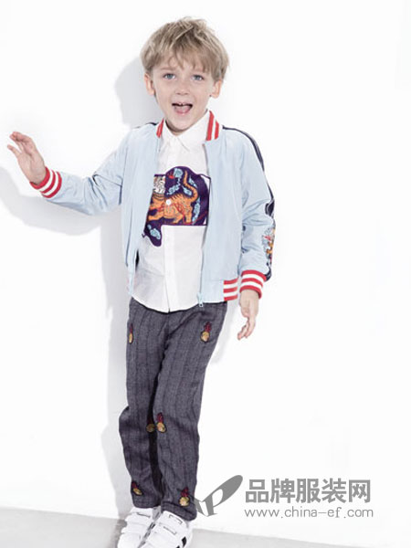 南西象童装品牌2019春季韩版织带装拉链衫中大童洋气两件套