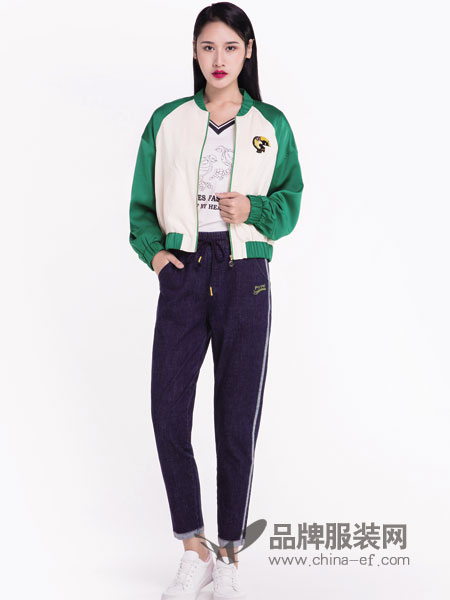宝薇女装品牌2019春季夹克宽松短款棒球服长袖外套