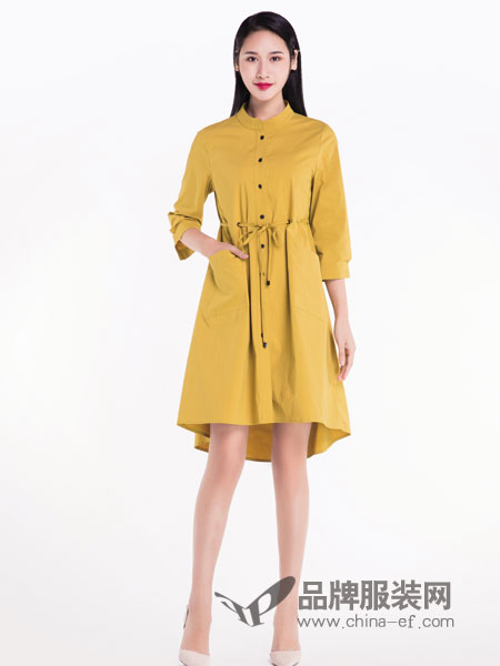 宝薇女装品牌2019春季中长款韩版系带显瘦时尚外套