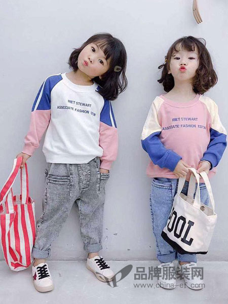 淘淘兔童装品牌2019春季新款韩版宽松撞色休闲套头上衣