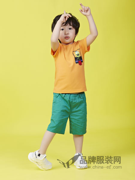力果童装品牌2019春季儿童套头纯棉套装童装韩版两件套