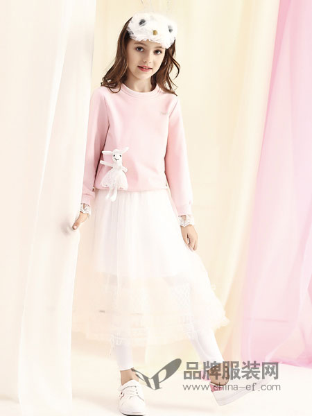 巴柯拉童装品牌2019春季公主裙子女孩洋气儿童针织连衣裙