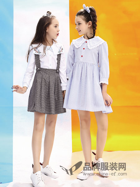 巴柯拉童装品牌2019春季儿童新款连衣裙韩版女童中小童纯棉格子