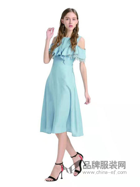 慕西 - MXIXILANG女装品牌2019春季新款原创设计两面穿复古文艺蓝色连衣裙