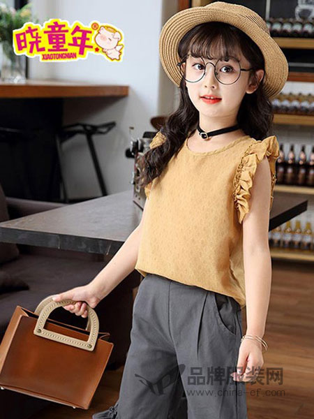 晓童年童装品牌2019春季新款韩版女童夏装套装女孩大童短袖t恤