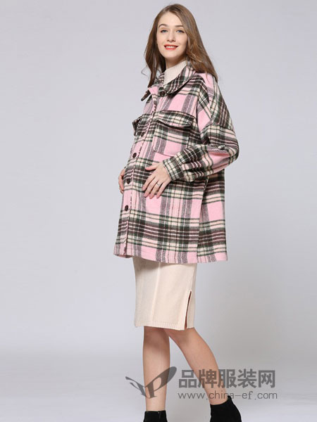 HUIBAO惠葆孕妇装品牌2018秋冬中长款宽松长袖大版羊绒外套
