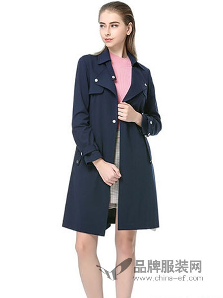 卡伊奴女装品牌2019春季新款中长款修身显瘦风衣外套大衣