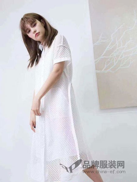 格悦女装品牌2019春季新款短袖连衣裙中长款透气潮