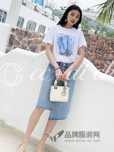 cc+di charme女装品牌2019春季新款韩版长袖印花图案时尚百搭T恤