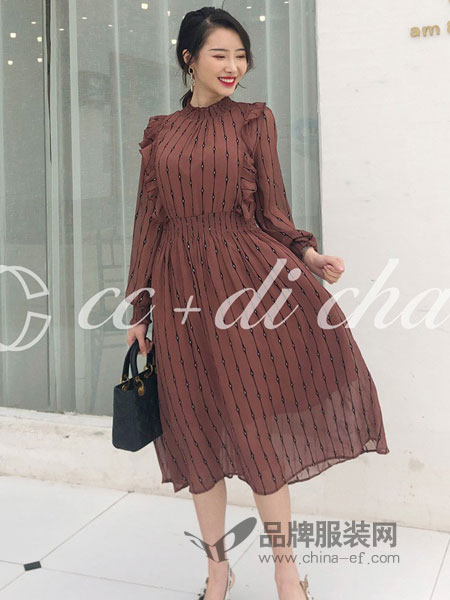 cc+di charme女装品牌2019春季气质连衣裙条纹时尚设计连衣裙