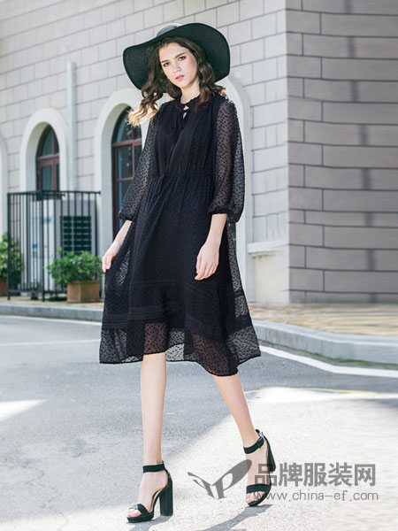 LJLV2女装品牌2019春夏新款女装流行长裙子超仙黑色蕾丝连衣裙
