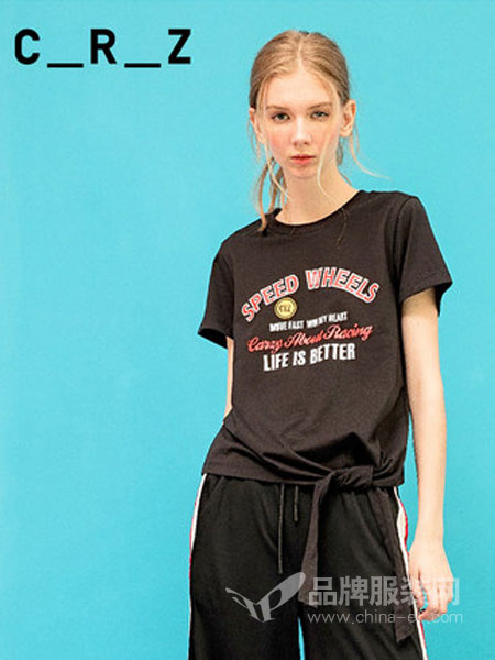 CRZ潮牌女装品牌2019春夏新款简洁个性字母系带宽松型时尚休闲t恤