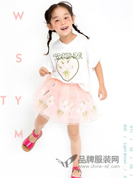 西萌叮童装品牌2019春夏新款韩版女童印花儿童短袖t恤半身裙套装