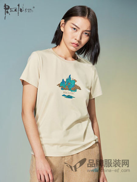 RECLUSE女装品牌2019春季新款中国风圆领套头短袖上衣复古T恤