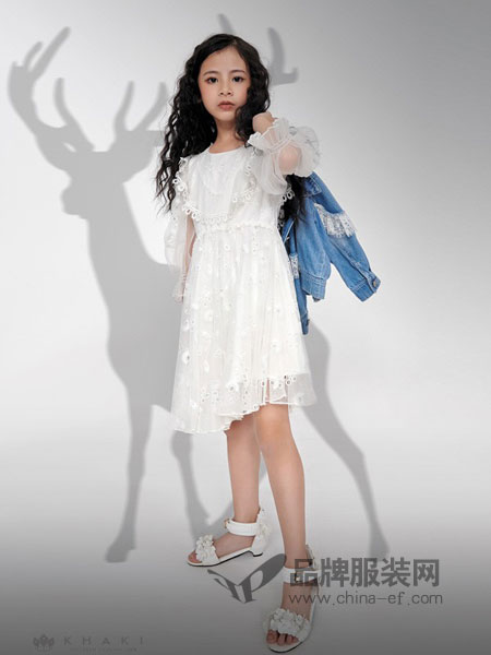 卡琪屋童装品牌2019春夏刺绣蕾丝连衣裙童话公主裙时髦气质新款
