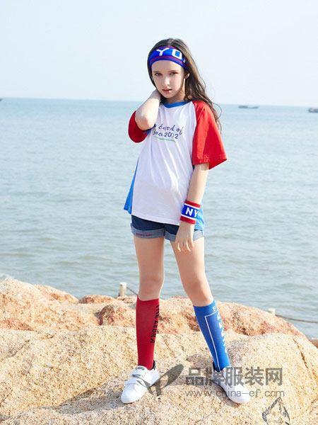 可趣可奇童装品牌2019春夏新款潮短袖韩版宽松拼接撞色套装