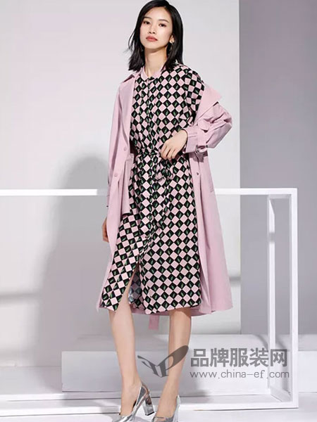 领秀女装品牌2019春夏新款韩版修身时尚矮个子风衣外套