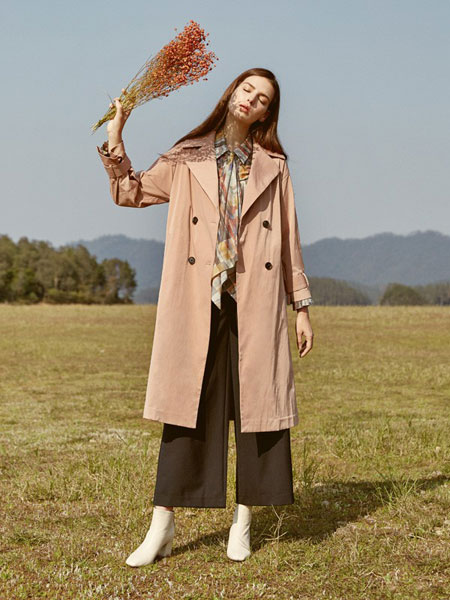 撒尼女装品牌2019春夏韩版小个子风衣中长款双排扣过膝潮