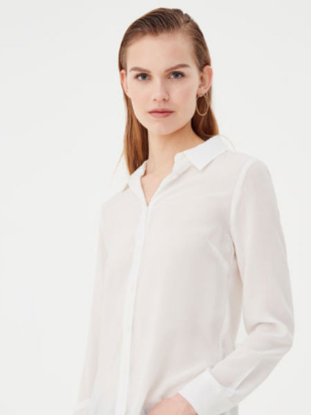 OVS INDUSTRY女装品牌2019春夏新款简约纯色白衬衫轻薄防晒