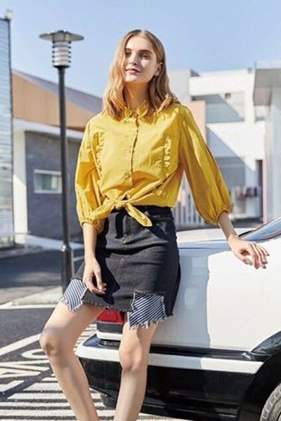 蒂赛尔娜女装品牌2019春季新款回头率时尚百搭个性修身显瘦自信韩版纯色衬衫