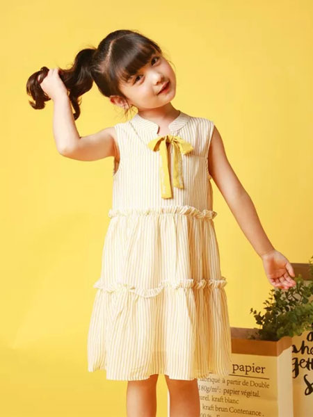 童缘童装品牌2019春夏这款韩版中大童背心裙无袖公主裙雪纺裙