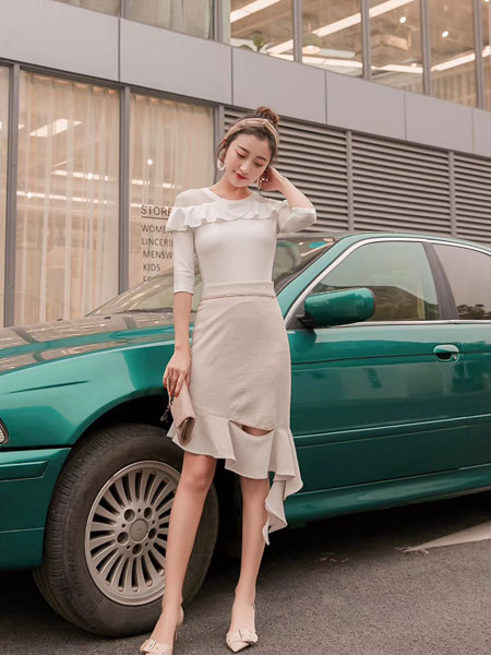 木丝语女装品牌2019春夏新款韩版清新甜美浪漫两件套