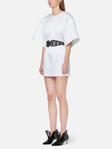 Christopher Kane克里斯托弗·凯恩女装品牌2019春夏新款简约圆领白色连衣裙
