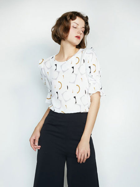 CAGZL(卡姿）女装品牌2019春夏新款优雅五分袖雪纺上衣衬衫
