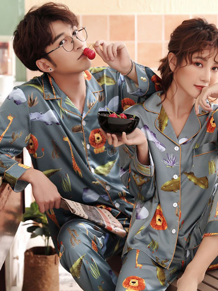 誀沁內衣品牌2019春夏新款韓版時尚休閑情侶睡衣套裝